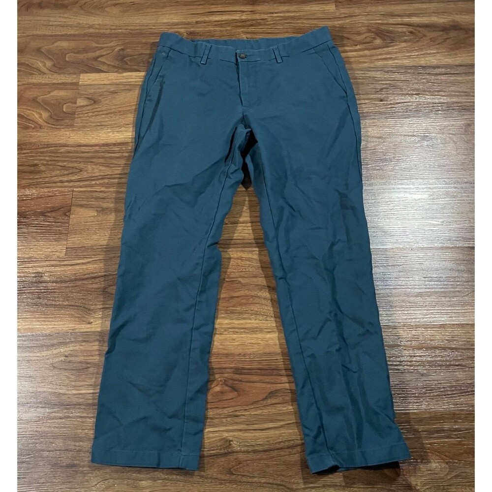 Louis Philippe Men's Slim Fit Chinos Pants Sz 34 Teal Cotton Casual Soft Formals